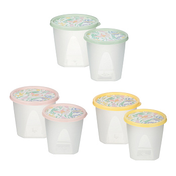 Ботаника Набор контейнеров круглых 0,6л+1,0л, пластик, 3 цвета