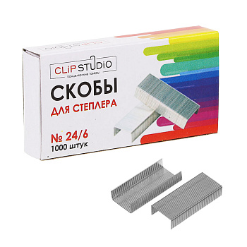 Скобы ClipStudio для степлера №24/6, 1000 штук в картонной коробке