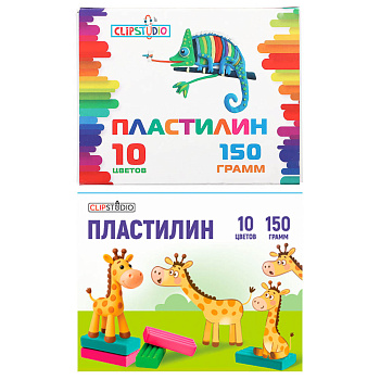 Пластилин 10цв. ClipStudio 150 грамм в картонном выдвижном пенале