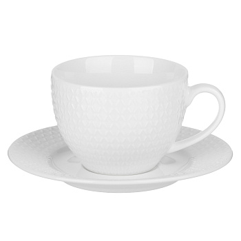 Набор чайный 4 пр., 260мл, MILLIMI, ромб белый, фарфор