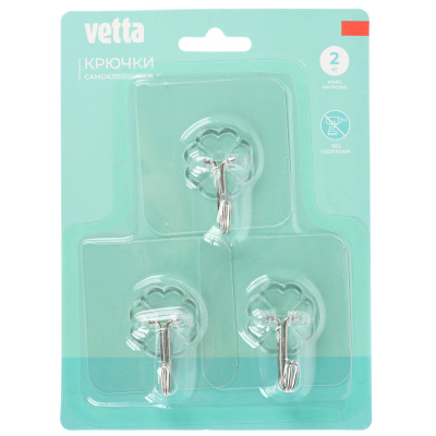 Крючки самоклеящиеся тм VETTA, 6х6см, ПВХ, 3шт