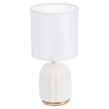 Светильник настольный BY Люцерн, 27 см, E14, 40 Вт, 230В, керамика, текстиль, белый