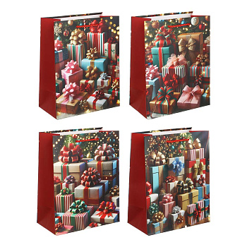 Пакет подарочный тм СНОУ БУМ 18x23x10см, бумага, 4 дизайна, арт.1