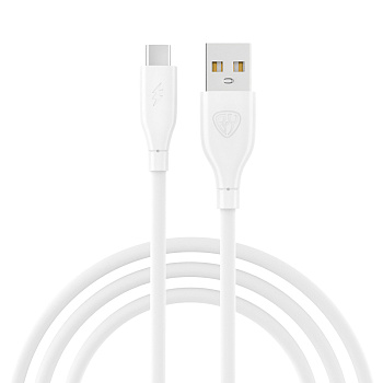 BY Кабель для зарядки Эко Type-C, 1м, Быстрая зарядка 3А, QC, PD 20W, прорезиненный, белый