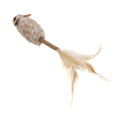 Игрушка для кошек тм VETTA, мышь с пером, п/э, дерево,18*6см