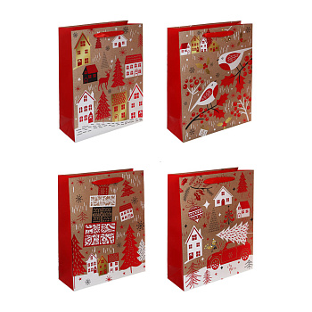 Пакет подарочный тм СНОУ БУМ фоллинг, 26x32x10см, бумага, 4 дизайна