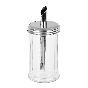 Сахарница с дозатором стекло 7,6x16см 350мл, нерж.сталь