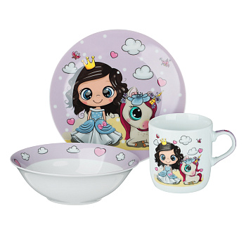 Набор посуды 3пр, тм MILLIMI Принцесса, фарфор
