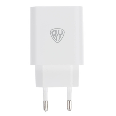 Сетевое зарядное устройство BY Double 10Вт, 2xUSB, 2А, 5В,110-240В, 50-60Гц, пластик белый
