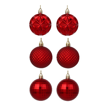 СНОУ БУМ Набор шаров 6 см, 6 шт, красный, 26-103