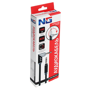 Кабель, тм ЕРМАК, 3.5мм mini Jack, 1м, оплетка TPE, поворотный штекер, пластик