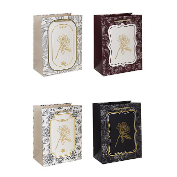 Пакет подарочный бумажный тм LADECOR M 18x23x10 см, "Цветы" арт 2, 4 дизайна