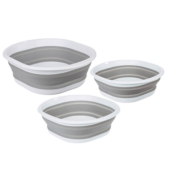 Набор тазов для уборки 3 шт, складные, 3-5-8 литров, полипропилен, термопластичная резина