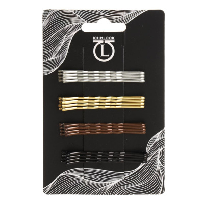 Заколки-невидимки тм ЮНИLOOK, 16 шт, 5 см, металл, 4 цвета