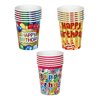 Набор бумажных стаканов тм Fntastic, 6 шт, 200 мл, 3 вида