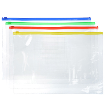 Папка на молнии А4, 33x23см, прозрачная, ПВХ
