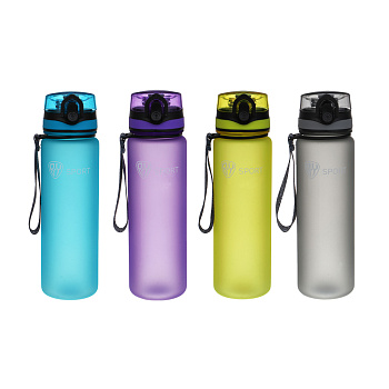 Бутылка спортивная для воды с поильником тм BY SPORT, 600мл, 23x6см, PC, силикон, 4 цвета