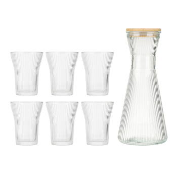 SATOSHI Набор Кувшин 1,8л, 6 стаканов 200мл, стекло, бамбук