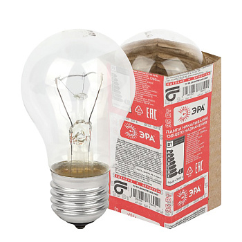 Лампа накаливания с прозрачной колбой Е27 95Вт Эра, 230В, в гофре