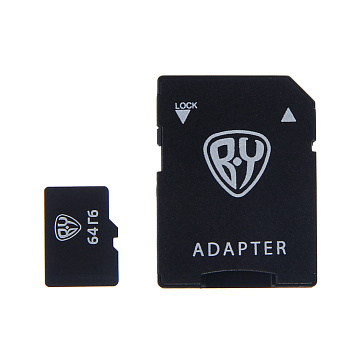 Флеш-карта памяти microSD BY 64Гб, 10 класс с адаптером SD