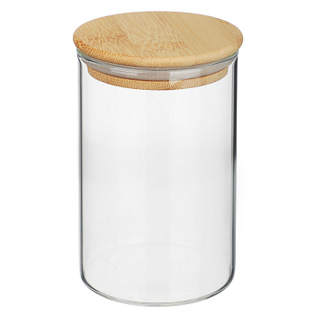 Банка для сыпучих продуктов, стекло, бамбук.крышка, 300мл