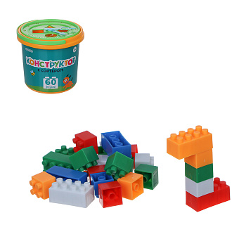 Конструктор с сортером "Крупные детали", ИГРОЛЕНД, 60 деталей, РР