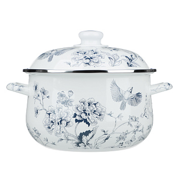 Кастрюля эмалированная тм VETTA Флорал, 24см, 5л, индукция