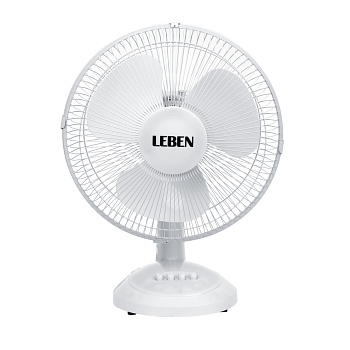 Вентилятор настольный тм LEBEN 45Вт, 3 скорости, диаметр 34см, 220в, белый