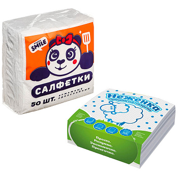 Салфетки бумажные РANDA SMILE/Неженка,однослойные 50 шт, п/у