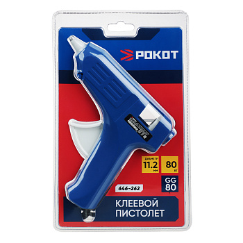 РОКОТ Пистолет клеевой электр. GG-80, 80Вт.нагрев 3-5 мин, 9 гр/мин, +2 стержня 11мм
