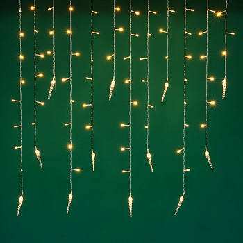 СНОУ БУМ Гирлянда эл. бахрома с сосульками 2.5x0.3х0.5x0.7м, 80LED, шампань, пост свеч,ПВХ проз,220В