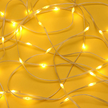 СНОУ БУМ Гирлянда эл. занавес нить росы 6х3м, 480LED, 24 нити, шампань, 8 реж, ПВХ прозрачный, 220В