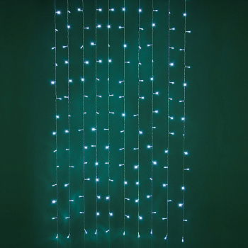 СНОУ БУМ Эл.гирлянда занавес, 1.5x1.5м, 150LED, белый, 10 нитей, пост.свеч., ПВХ прозр., 220В