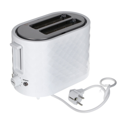 LEBEN Тостер, 650 Вт, 2 слота, режим разморозки, поддон для крошек, пластик, металл, белый