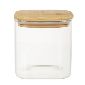 VETTA ЭКО Вуд Банка для хранения 750мл, 10,5х10х10см, стекло, бамбук