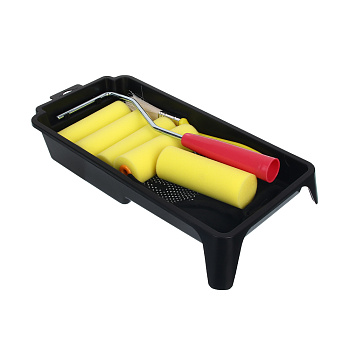 ЕРМАК Набор для малярных работ №4: валик в сборе,ролики запасные,кисть,перчатки,ванночка