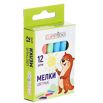 Мелки школьные 6цв. ClipStudio 12 шт в картонной коробке с подвесом