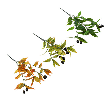 LADECOR Ветка оливы искусственная, 43 см, пластик, ткань, проволока, 3 вида