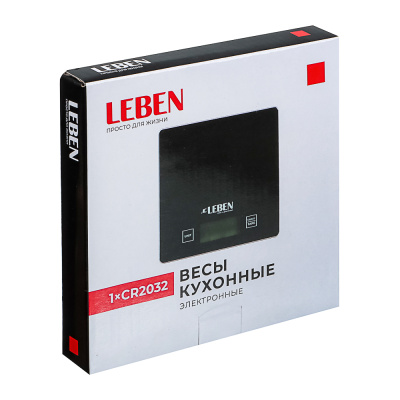 LEBEN Весы кухонные электронные, стекл.платформа, макс.нагр. 5кг (точн.измер. 1гр)