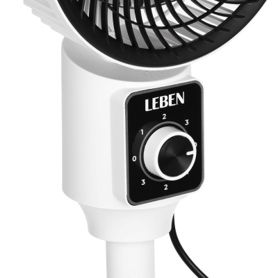 Вентилятор напольный тм LEBEN 25Вт, 3 скорости, диаметр 20см, 220в, белый