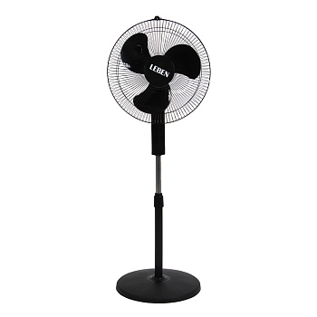 Вентилятор напольный тм LEBEN 45Вт, 3 скорости, диаметр 43см, 220в, черный
