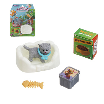 ИГРОЛЕНД Питомец с акс. "Котя в домике" ABS, PP, 12х4,8х15,8 см, 4 диз.