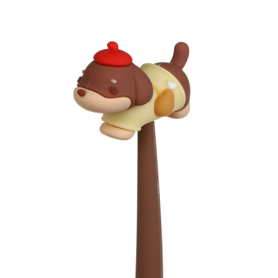 Ручка гелевая черная 0,5мм, гибкий корпус с фигуркой "Хот-Дог", 3 дизайна, шоу-бокс