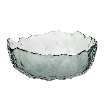 MILLIMI Салатник 17x16,5x7,5см, стекло, серый с золотой каймой