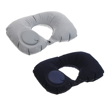 Подушка дорожная надувная, с насосом, тм BY SPORT, 37х24см, ПВХ, 2 цвета