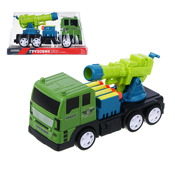 ИГРОЛЕНД Грузовик инерционный, стреляет мягкими пулями, ABS, 19x10.5x7.5см, 2 диз.