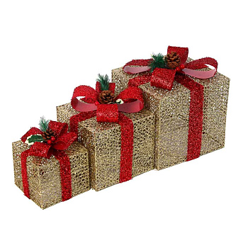 СНОУ БУМ Подарок, 60 LED, шампань, постоянное свечение, 3 шт в наборе