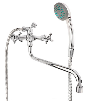 СоюзКран Смеситель для ванны с душем, круглый излив 30см, кер. кран-буксы 1/2, хром, цинк, SK08-S217