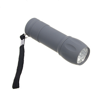 Фонарь ручной тм ЕРМАК, мини, прорезиненное покрытие, 9 LED, 1 режим, 3хААА