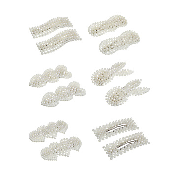 Зажим для волос со стразами 2шт, тм ЮНИLOOK, 6-8см, металл, искусствен. жемчуг, 6 дизайнов, #14